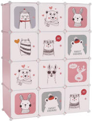 TEMPO KONDELA Gyerek moduláris szekrény, rózsaszín/gyerek minta, NURMI (288677)