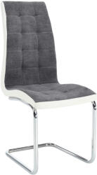 TEMPO KONDELA Étkezőszék, sötétszürke szövet/textilbőr fehér/króm, SALOMA NEW (201215)