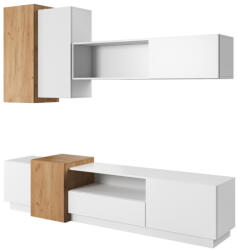 TEMPO KONDELA Nappali fal, fehér/tölgy craft arany, TRIO (302288)