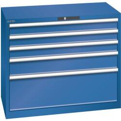 Lista műhelyfiókos szekrény, teherbírás 75 kg, 5 fiók, sötétkék