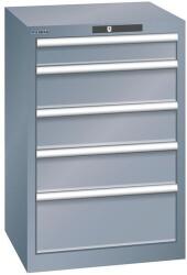 Lista műhelyfiókos szekrény, 5 fiókkal, 564x572x850 mm, sötétszürke
