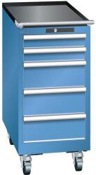 Lista mobil műhelyfiókos szekrény, 5 fiókkal, 411x725x890 mm, kék