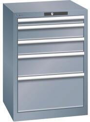 Lista műhelyfiókos szekrény, 5 fiókkal, 564x572x800, sötétszürke