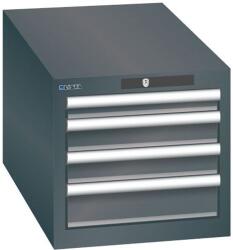 Lista műhelyfiókos szekrény, 4 fiókkal, 411x725x383 mm, fekete