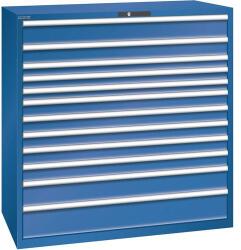 Lista műhelyfiókos szekrény, teherbírás 200 kg, 12 fiók, sötétkék