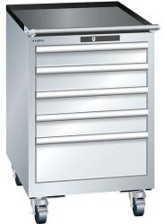 Lista mobil műhelyfiókos szekrény, 5 fiókkal: 4x100mm + 1x200mm, szürke