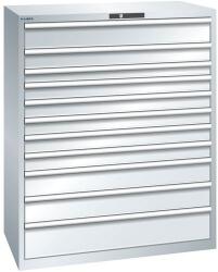 Lista műhelyfiókos szekrény, 1193x725x1450 mm, 200kg, 11 fiók, szürke