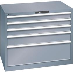 Lista műhelyfiókos szekrény, 1023x725x850 mm, 5 fiók, sötétszürke