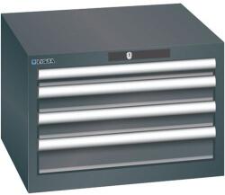 Lista műhelyfiókos szekrény, 4 fiókkal, 564x572x383 mm, fekete