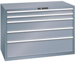 Lista műhelyfiókos szekrény, 1431x725x1000 mm, 75kg, 5 fiók, sötétszürke