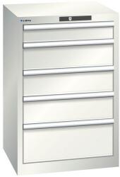 Lista műhelyfiókos szekrény, 5 fiókkal, 564x572x850 mm, világosszürke