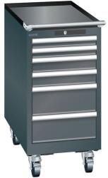 Lista mobil műhelyfiókos szekrény, 6 fiókkal, 411x725x840 mm, fekete