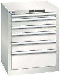 Lista műhelyfiókos szekrény, 6 fiókkal, 564x572x700 mm, világosszürke