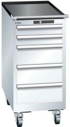 Lista mobil műhelyfiókos szekrény, 5 fiókkal, 411x725x890 mm, fehér