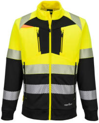Portwest DX490 DX4 Hi-Vis Class 1 funnel nyakú cipzáras pulóver sárga-fekete (DX490YBRXL)