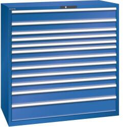 Lista műhelyfiókos szekrény, teherbírás 200 kg, 12 fiók, rikító kék