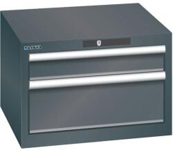 Lista műhelyfiókos szekrény, 2 fiókkal, 564x572x383 mm, fekete