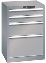 Lista műhelyfiókos szekrény, 4 fiókkal, 564x572x800, szürke/ezüst