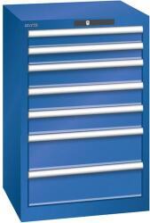 Lista műhelyfiókos szekrény, 7 fiókkal, 564x572x850 mm, fluoreszkáló kék