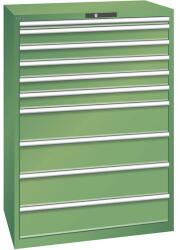 Lista műhelyfiókos szekrény, 1023x725x1450 mm, 10 fiók, zöld