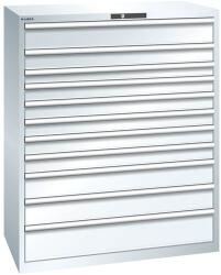 Lista műhelyfiókos szekrény, 1193x725x1450 mm, 200kg, 11 fiók, fehér