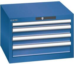 Lista műhelyfiókos szekrény, 4 fiókkal, 564x572x383 mm, sötétkék