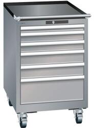 Lista mobil műhelyfiókos szekrény, 6 fiókkal: 2x75mm + 3x100mm + 1x150mm, szürke/ezüst - manutan - 765 315 Ft