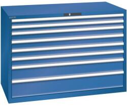 Lista műhelyfiókos szekrény, 1431x725x1000 mm, 75kg, 8 fiók, sötétkék
