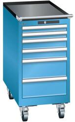 Lista mobil műhelyfiókos szekrény, 6 fiókkal, 411x725x840 mm, világoskék