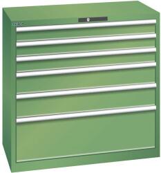 Lista műhelyfiókos szekrény, teherbírás 75 kg, 6 fiók, zöld
