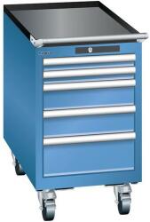 Lista mobil műhelyfiókos szekrény, 5 fiókkal, 411x725x723 mm, kék