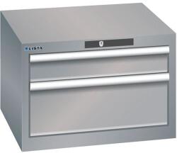 Lista műhelyfiókos szekrény, 2 fiókkal, 564x572x383 mm, szürke/ezüst