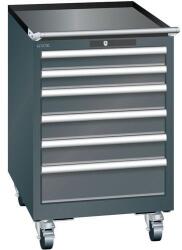Lista mobil műhelyfiókos szekrény, 6 fiókkal: 2x75mm + 3x100mm + 1x150mm, fekete - manutan - 775 221 Ft