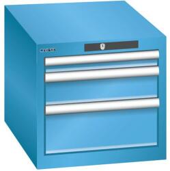Lista műhelyfiókos szekrény, 3 fiók - 1 x 50 mm + 1 x 100 mm + 1 x 150 mm, világoskék