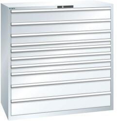 Lista műhelyfiókos szekrény, 1431x725x1450 mm, 10 fiók, fehér