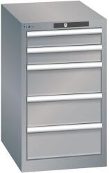 Lista műhelyfiókos szekrény, 5 fiókkal, 411x572x700, szürke/ezüst