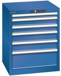 Lista műhelyfiókos szekrény, 6 fiókkal, 564x572x700 mm, sötétkék