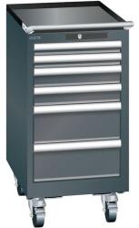 Lista mobil műhelyfiókos szekrény, 6 fiókkal, fekete