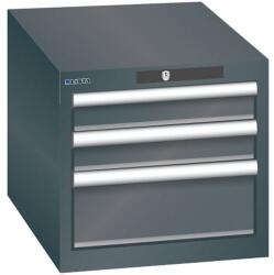 Lista műhelyfiókos szekrény, 3 fiók - 2x 75 mm + 1x 150 mm, fekete