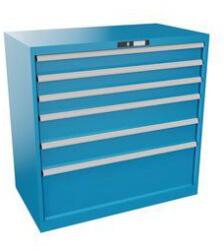Lista műhelyfiókos szekrény, teherbírás 75 kg, 6 fiók, világoskék