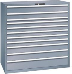 Lista műhelyfiókos szekrény, 1431x725x1450 mm, 11 fiók, sötétszürke