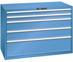 Lista műhelyfiókos szekrény, 1431x725x1000 mm, 75kg, 5 fiók, kék
