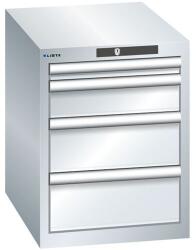 Lista műhelyfiókos szekrény, 4 fiókkal, 411x572x533 mm, szürke