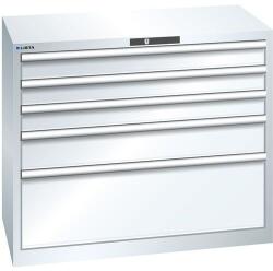 Lista műhelyfiókos szekrény, teherbírás 75 kg, 5 fiók, fehér