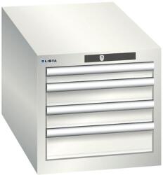 Lista műhelyfiókos szekrény, 4 fiókkal, 411x725x383 mm, világosszürke