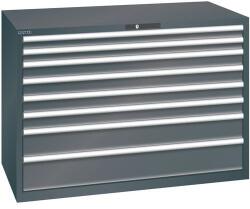 Lista műhelyfiókos szekrény, 1431x725x1000 mm, 75kg, 8 fiók, fekete