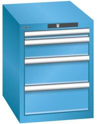 Lista műhelyfiókos szekrény, 4 fiókkal, 411x572x533 mm, világoskék