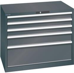 Lista műhelyfiókos szekrény, 1023x725x850 mm, 5 fiók, fekete
