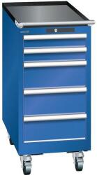 Lista mobil műhelyfiókos szekrény, 5 fiókkal, 411x725x890 mm, fluoreszkáló kék
