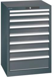 Lista műhelyfiókos szekrény, 8 fiókkal, 564x572x850 mm, fekete